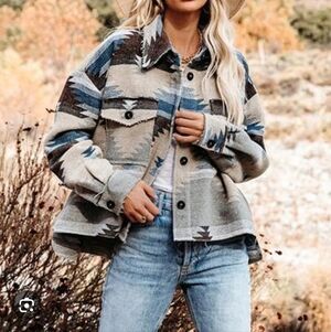 Oversized Aztec Print Shacket